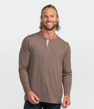 Load image into Gallery viewer, Southern Shirt Company Max Comfort Henley LS Chocolate Bark