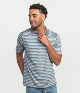Southern Shirt Co. Men's Tucker Stripe Polo Steel Blue