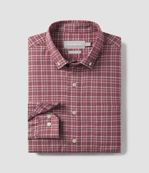 Southern Shirt Company Samford Check LS Dress Shirt Red Mahogany
