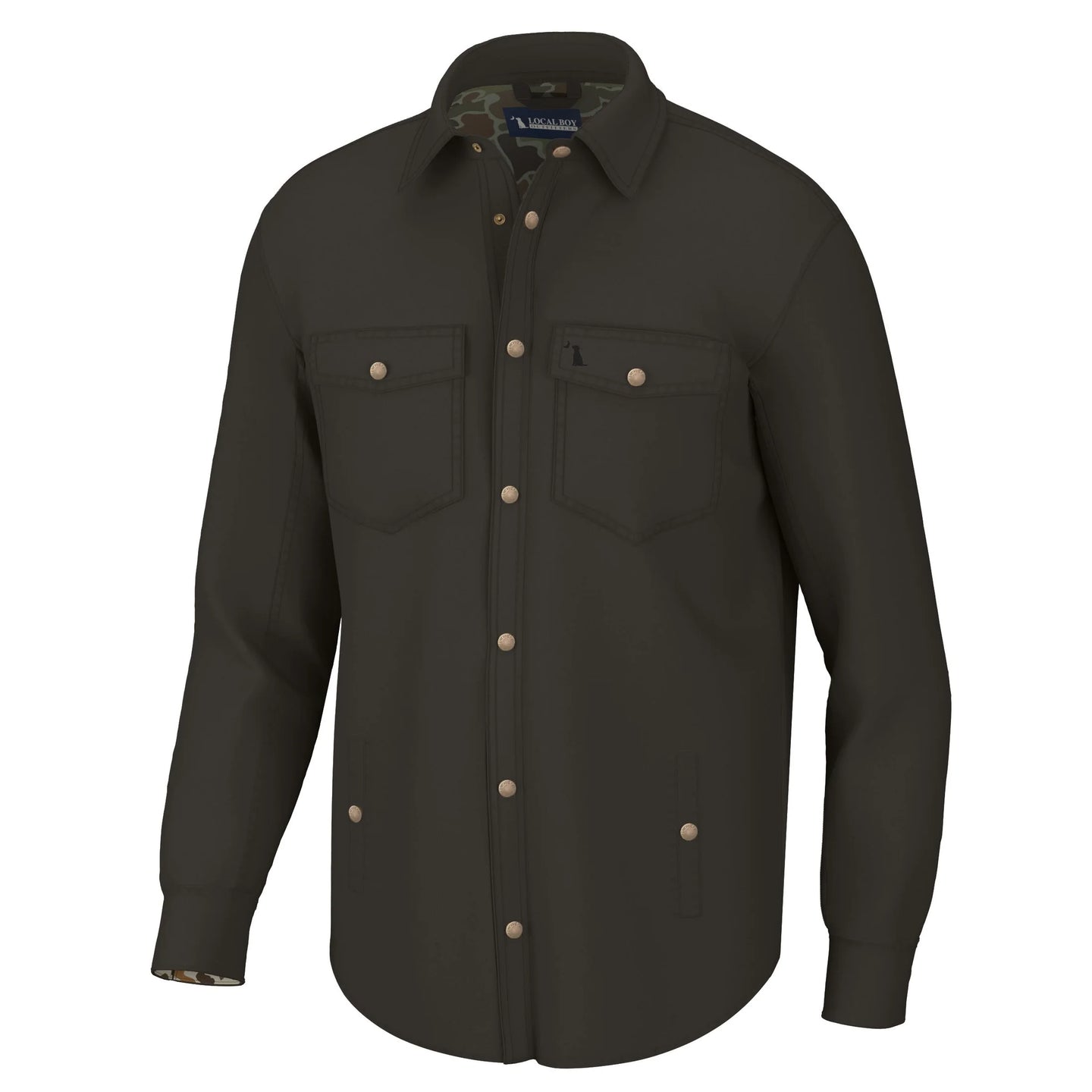 Local Boy Sportsman's Shacket in Dark Brown