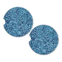 Save The Day Car Coasters-Blue Glitter