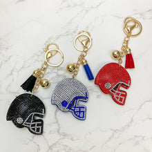 Load image into Gallery viewer, Glitzy Football Helmet Keychain - Red