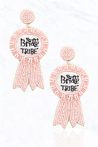 "Bride Tribe" Beaded Earrings-Pink