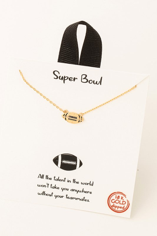 Gold Football Pendant Necklace