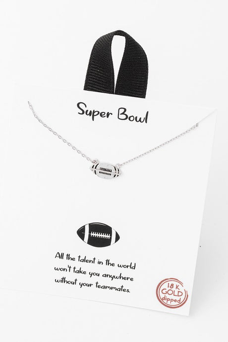 Silver Football Pendant Necklace