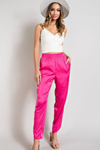 Load image into Gallery viewer, Over It Satin Joggers Hot Pink