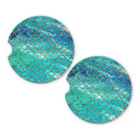 Save The Day Car Coasters-Blue Teal Mermaid