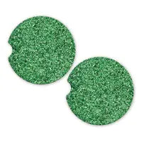Save The Day Car Coasters-Green Glitter