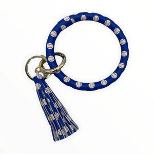 Baseball Blue Wristlet Key Chain