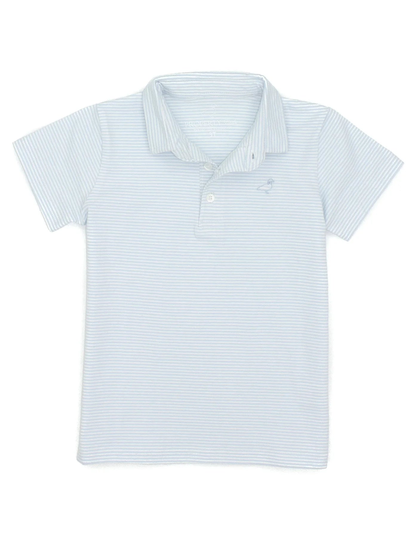 Properly Tied Boys Jackson Polo Powder Blue Stripe