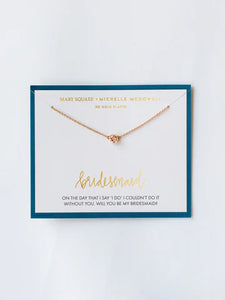 Mary Square Necklace Carded Bridesmaid