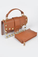 Load image into Gallery viewer, Studded Clear Tan Purse