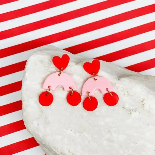 Clay Valentine's Pink Arch Dangle Earrings