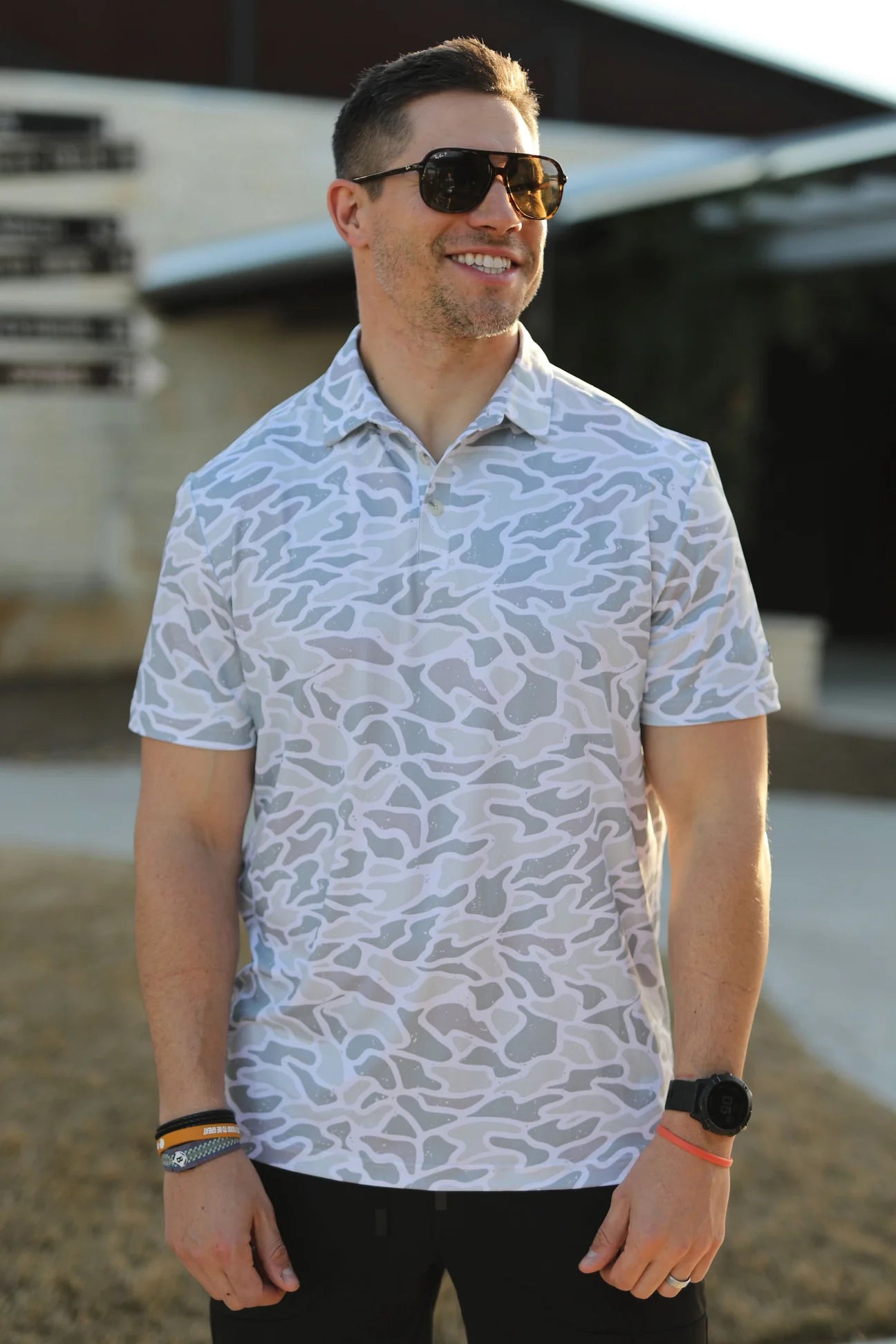 Burlebo White Camo Performance Polo