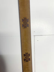 Crazyhorse Light Brown Stitch Leather Embossed Belt