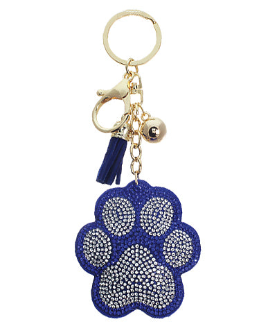 Crystal Dog Paw Keychain Blue