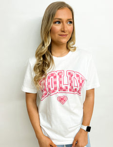 Checkered Dolly Heart Graphic Tee