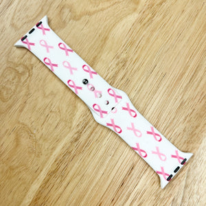 Breast Cancer Awareness Printed Silicone Watch Band