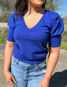 Endless Possibilities Puff Sleeve Top Royal Blue
