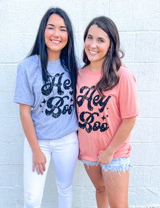 Hey Boo Graphic Tee - Coral