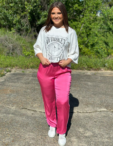 Over It Satin Joggers Hot Pink