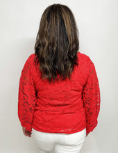 Load image into Gallery viewer, Ally Corded Lace Top-Red