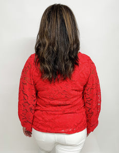 Ally Corded Lace Top-Red