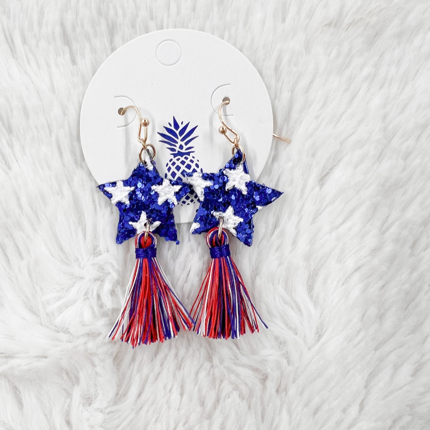Americana Star Tassel Dangle Earrings