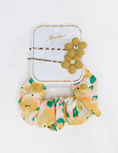 Load image into Gallery viewer, Floral Hair Pin and Scrunchie Set