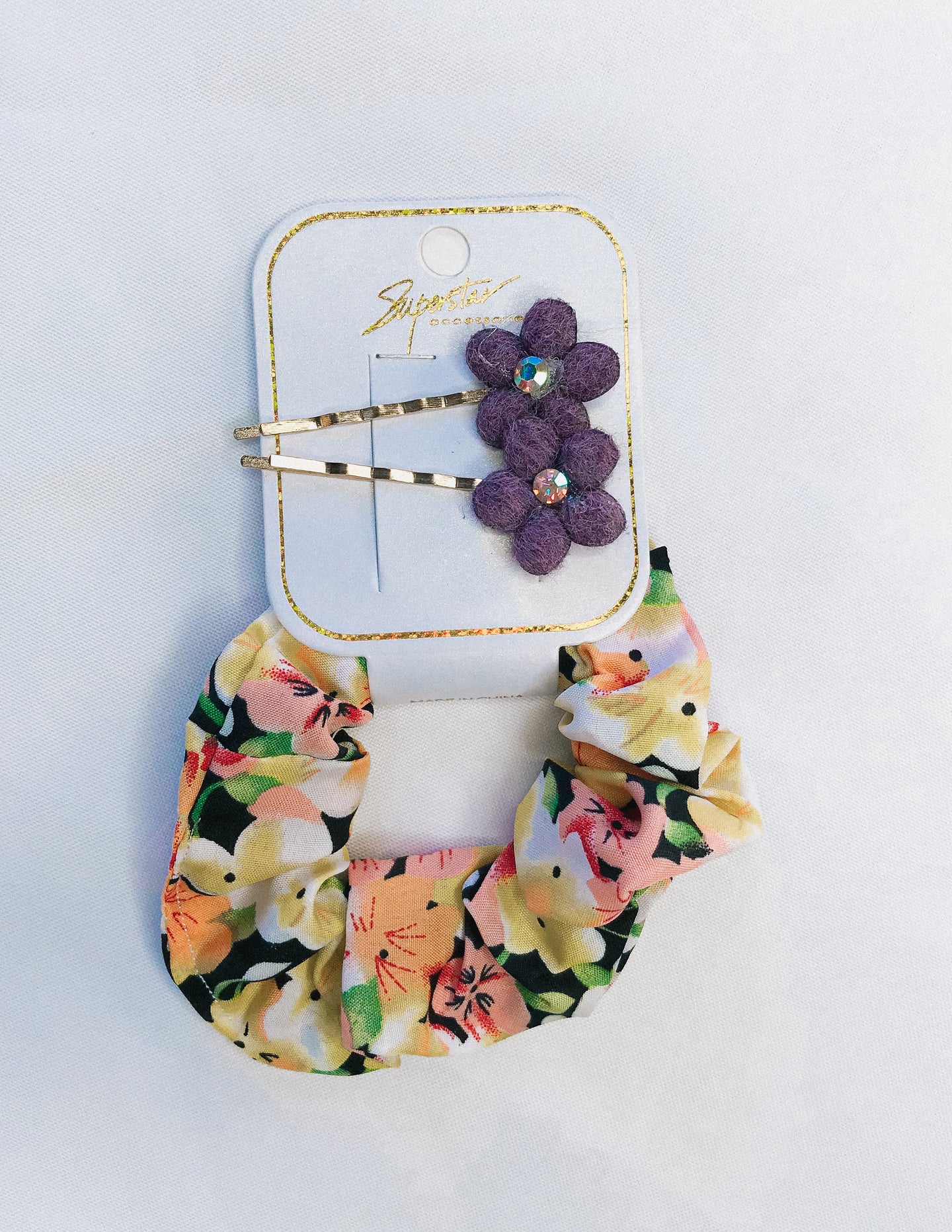 Floral Hair Pin and Scrunchie Set