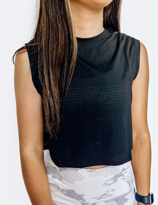 Cropped Waffle Active Tank