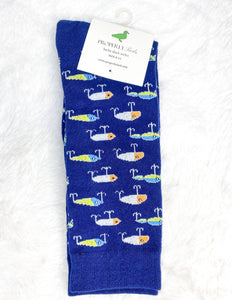 Properly Tied Men's Lucky Duck Socks Vintage Lures