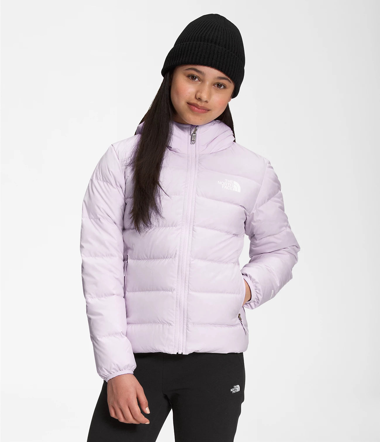 The North Face Girls Reversible North Down Hooded Jacket-Lavender Fog