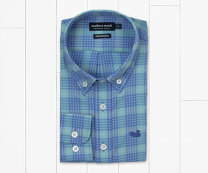 Southern Marsh Youth Calabash Performance Dress Shirt Mint & French Blue