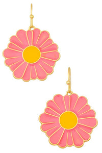 Flower Me Crazy Earrings-Gold/Pink