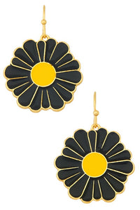 Flower Me Crazy Earrings-Gold/Black