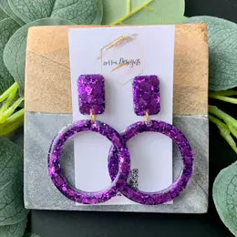 Purple Magic Thin Circles Earrings