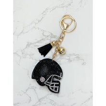 Load image into Gallery viewer, Glitzy Football Helmet Keychain - Black