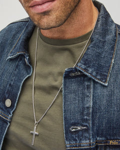 Kendra Scott Men's Cross Necklace Oxidized Sterling Silver