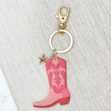 Load image into Gallery viewer, Howdy Pink Cowboy Boot Keychain