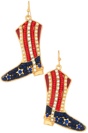 USA Rhinestone Boots Earrings