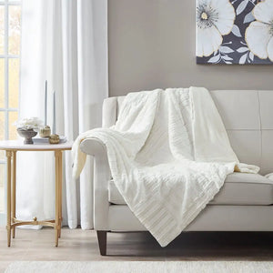 Ruched 50x60" Throw Blanket Ivory