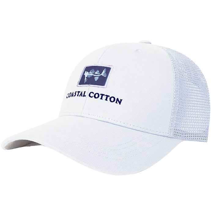 Coastal Cotton White Structured Trucker Cap