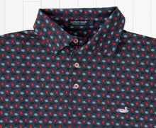 Load image into Gallery viewer, Southern Marsh Pick Six Performance Polo-Navy &amp; Red