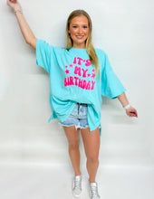 Load image into Gallery viewer, It&#39;s My Birthday Neon Pink Puff Tee Mint