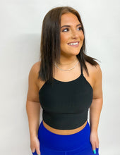 Load image into Gallery viewer, Ribbed Crop Cami Sports Bra Black