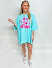 Load image into Gallery viewer, It&#39;s My Birthday Neon Pink Puff Tee Mint