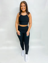 Load image into Gallery viewer, Ribbed Crop Cami Sports Bra Black