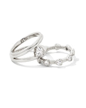 Load image into Gallery viewer, Kendra Scott Arden Triple Ring Set Silver White Crystal