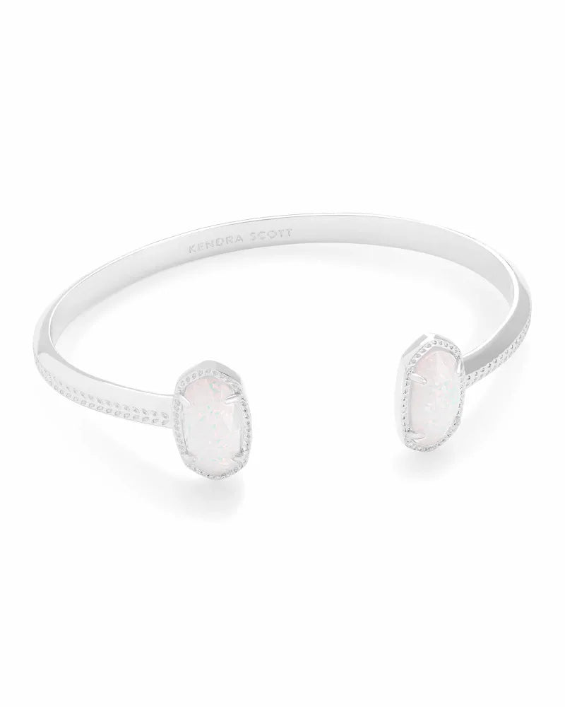 Elton Cuff Bracelet-Silver White Opal